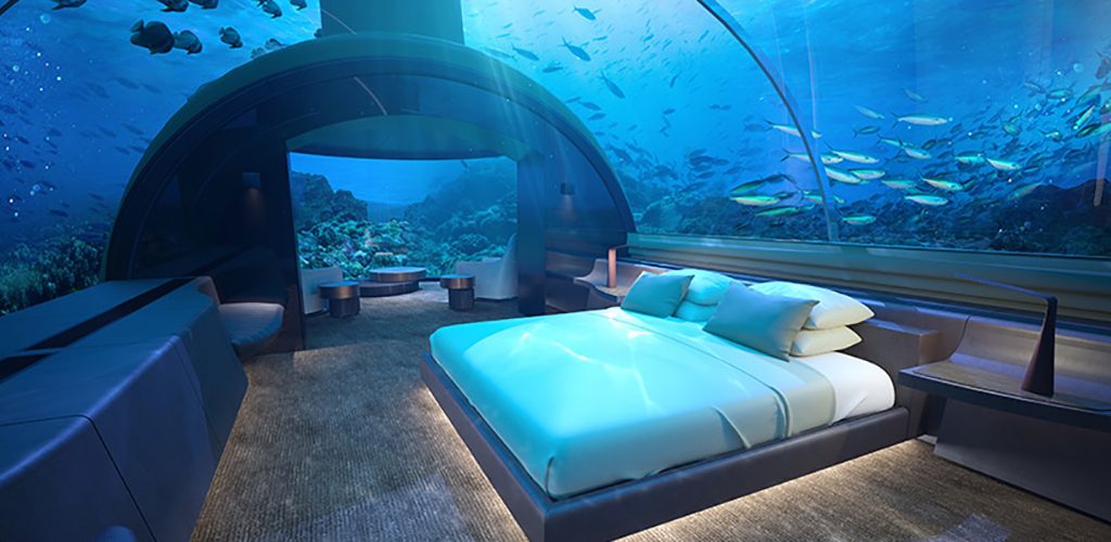 The underwater bedroom the Muraka Underwater Residence at Conrad Maldives
